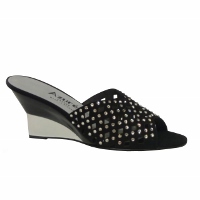 Azuree - Black Suede Sandals With Swarovski Crystals 